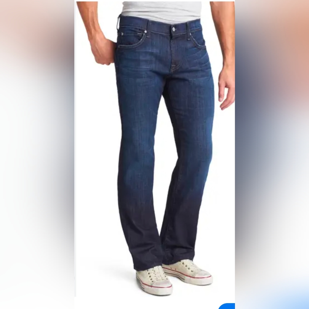 7 For All Mankind Blue Slim Straight Jeans